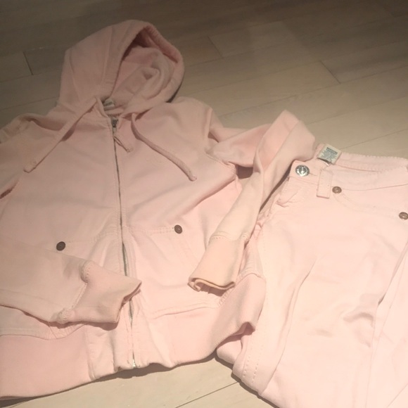 light pink sweatsuit